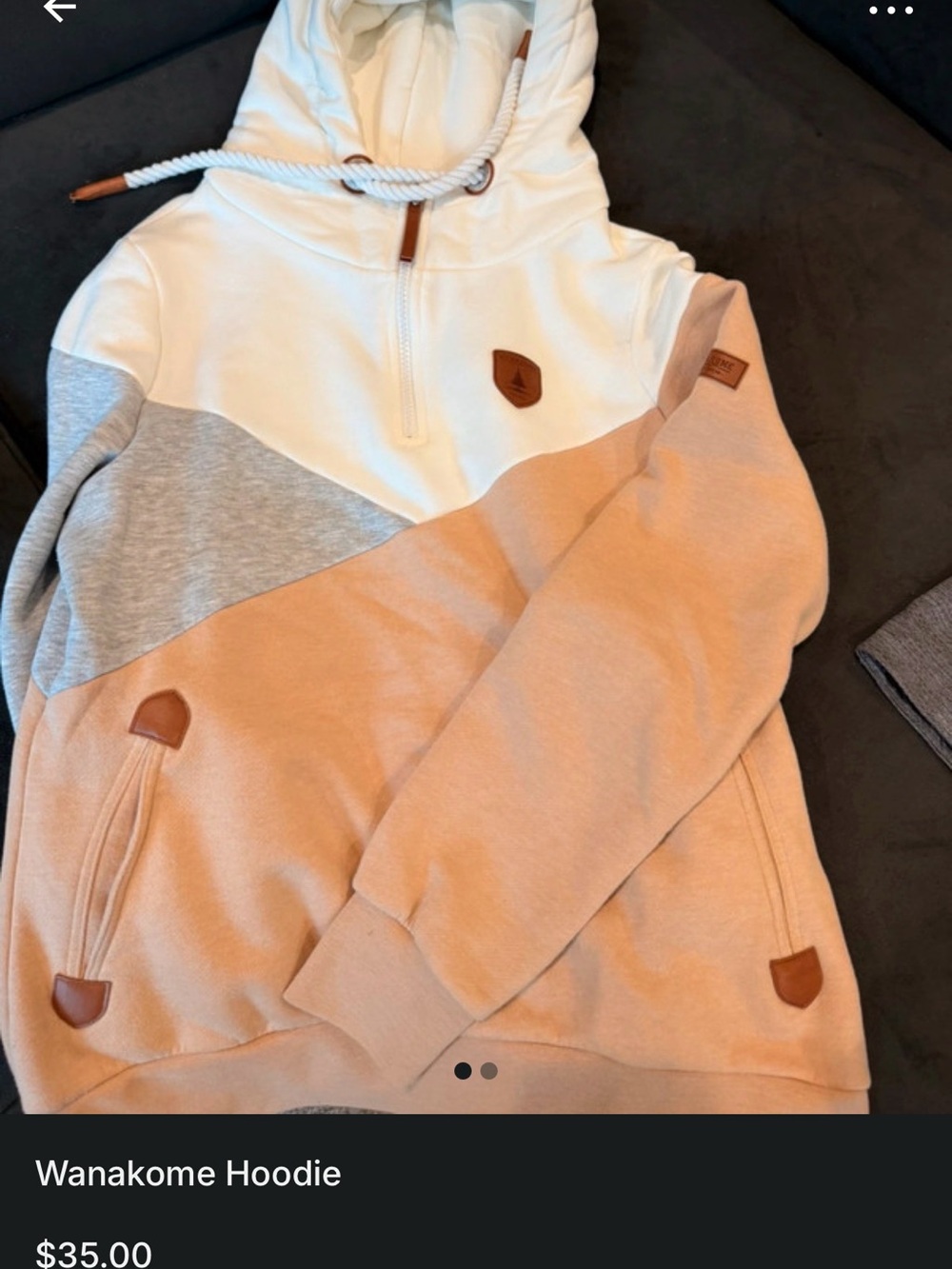 Wanakome W Colorblock Zip Hoodie in White, Gray & Tan
